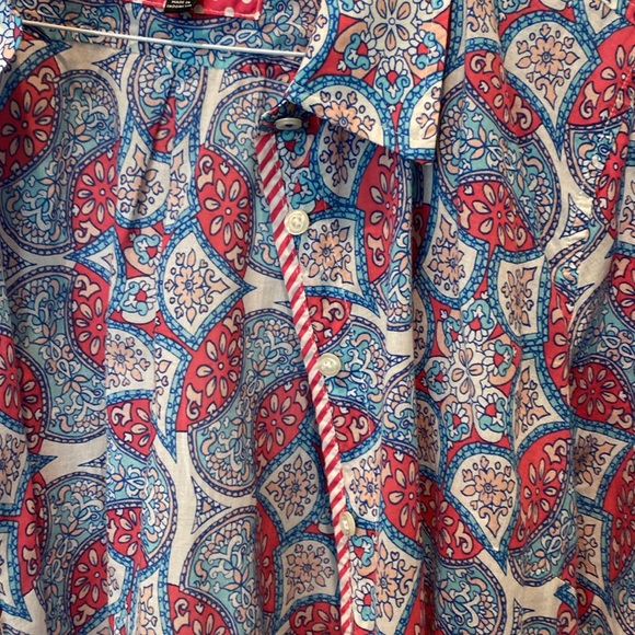 Talbots‎ Ladies Long Sleeve Blouse.  Pink and Light Blue Design. - Picture 4 of 5